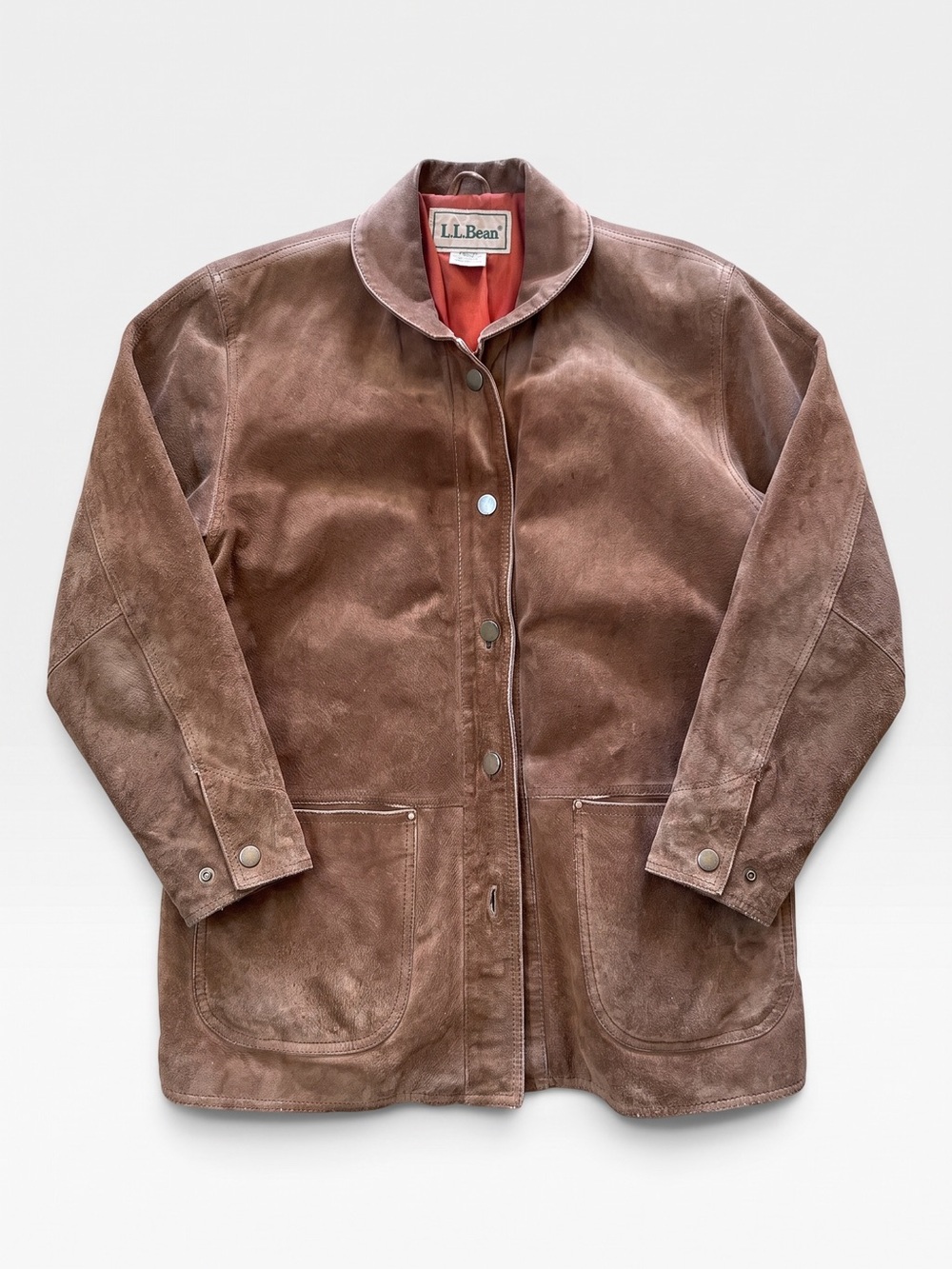 VTG L.L. Bean Pigsuede Leather Chore Coat Barn Jacket Thinsulate Insulated S/M